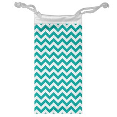 Turquoise & White Zigzag Pattern Jewelry Bag