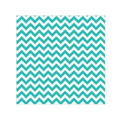 Turquoise & White Zigzag Pattern Small Satin Scarf (square)