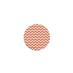 Tangerine Orange & White Zigzag Pattern 1  Mini Button by Zandiepants