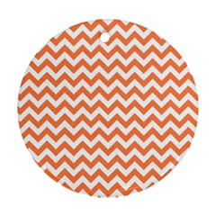 Tangerine Orange & White Zigzag Pattern Ornament (round) by Zandiepants