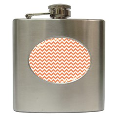 Tangerine Orange & White Zigzag Pattern Hip Flask (6 Oz)
