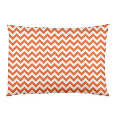 Tangerine Orange & White Zigzag Pattern Pillow Case by Zandiepants