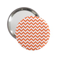 Tangerine Orange & White Zigzag Pattern 2 25  Handbag Mirror by Zandiepants
