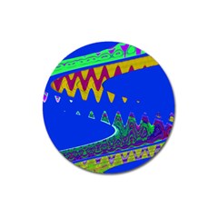 Colorful Wave Blue Abstract Magnet 3  (round) by BrightVibesDesign