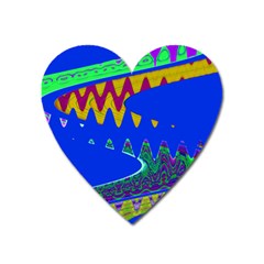 Colorful Wave Blue Abstract Heart Magnet by BrightVibesDesign