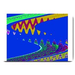 Colorful Wave Blue Abstract Large Doormat  by BrightVibesDesign