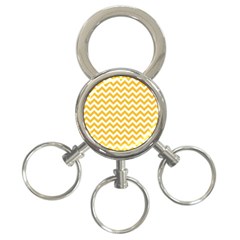 Sunny Yellow & White Zigzag Pattern 3-ring Key Chain