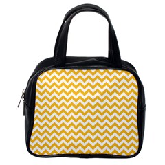 Sunny Yellow & White Zigzag Pattern Classic Handbag (One Side)