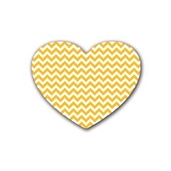 Sunny Yellow & White Zigzag Pattern Heart Coaster (4 Pack)