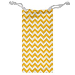 Sunny Yellow & White Zigzag Pattern Jewelry Bag by Zandiepants