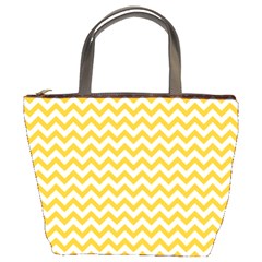 Sunny Yellow & White Zigzag Pattern Bucket Bag