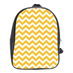 Sunny Yellow & White Zigzag Pattern School Bag (xl) by Zandiepants