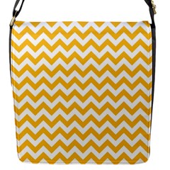 Sunny Yellow & White Zigzag Pattern Flap Closure Messenger Bag (s)