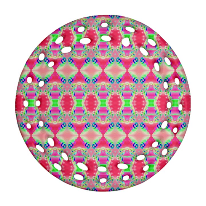 Pretty Pink Shapes Pattern Ornament (Round Filigree) 