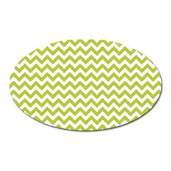 Spring Green & White Zigzag Pattern One Piece Boyleg Swimsuit Magnet (oval)
