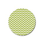 Spring Green & White Zigzag Pattern Rubber Round Coaster (4 pack) Front