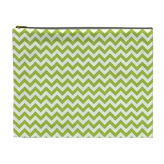 Spring Green & White Zigzag Pattern Cosmetic Bag (xl)