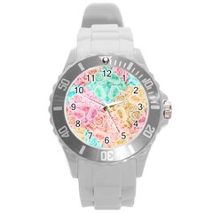 A Rose Is A Rose Round Plastic Sport Watch (l) by hennigdesign