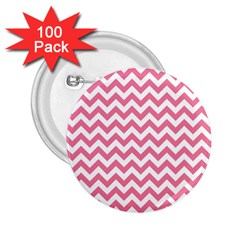 Soft Pink & White Zigzag Pattern 2 25  Button (100 Pack) by Zandiepants