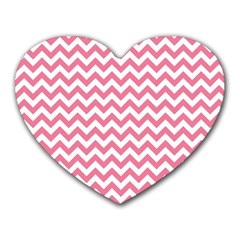 Soft Pink & White Zigzag Pattern Heart Mousepad