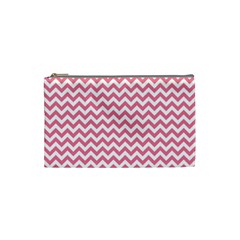 Soft Pink & White Zigzag Pattern Cosmetic Bag (small) by Zandiepants