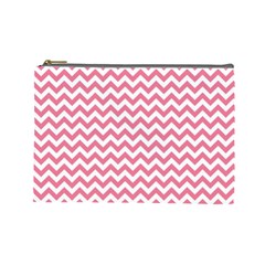 Soft Pink & White Zigzag Pattern Cosmetic Bag (large) by Zandiepants