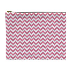 Soft Pink & White Zigzag Pattern Cosmetic Bag (xl) by Zandiepants