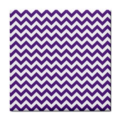 Royal Purple & White Zigzag Pattern Tile Coaster