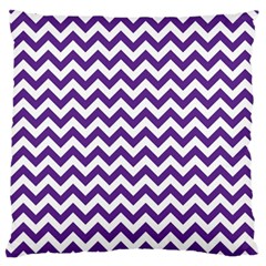 Royal Purple & White Zigzag Pattern Large Flano Cushion Case (one Side) by Zandiepants