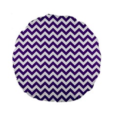 Royal Purple & White Zigzag Pattern Standard 15  Premium Flano Round Cushion 