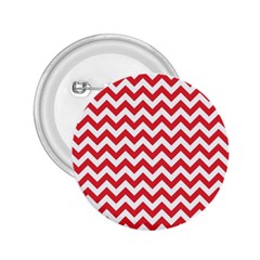 Poppy Red & White Zigzag Pattern 2 25  Button