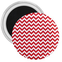 Poppy Red & White Zigzag Pattern 3  Magnet