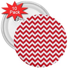 Poppy Red & White Zigzag Pattern 3  Button (10 Pack)