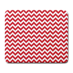 Poppy Red & White Zigzag Pattern Large Mousepad