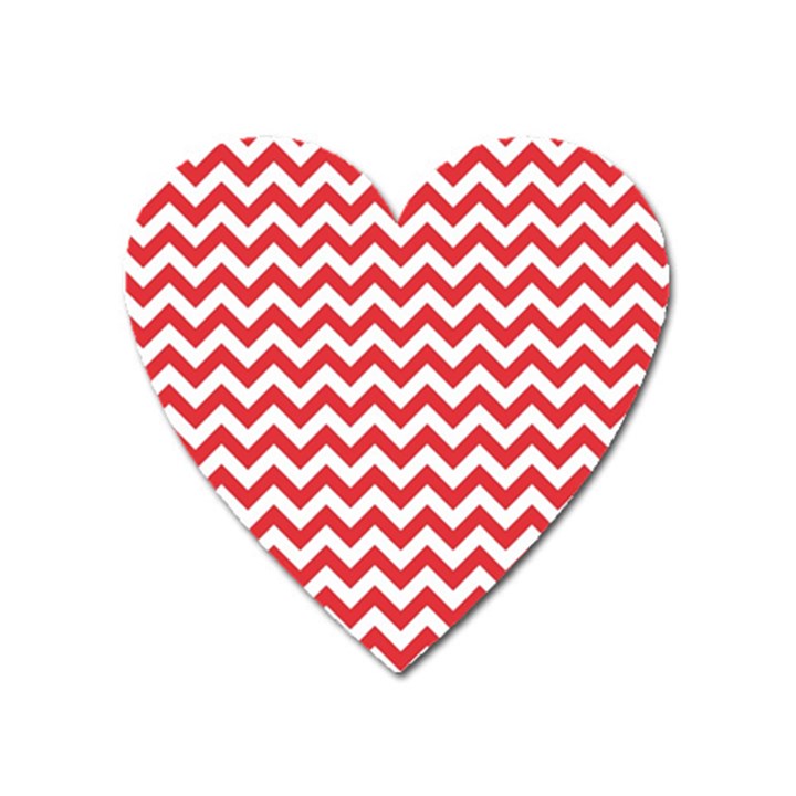 Poppy Red & White Zigzag Pattern Magnet (Heart)