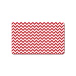Poppy Red & White Zigzag Pattern Magnet (Name Card) Front