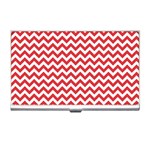 Poppy Red & White Zigzag Pattern Business Card Holder Front