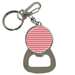 Poppy Red & White Zigzag Pattern Bottle Opener Key Chain