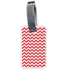 Poppy Red & White Zigzag Pattern Luggage Tag (one Side)