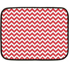 Poppy Red & White Zigzag Pattern Fleece Blanket (mini)