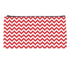 Poppy Red & White Zigzag Pattern Pencil Case