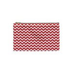 Poppy Red & White Zigzag Pattern Cosmetic Bag (Small) Front