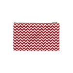 Poppy Red & White Zigzag Pattern Cosmetic Bag (Small) Back