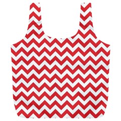 Poppy Red & White Zigzag Pattern Full Print Recycle Bag (xl)