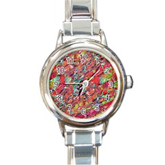 Expressive Abstract Grunge Round Italian Charm Watch