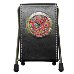 Expressive Abstract Grunge Pen Holder Desk Clocks