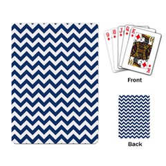 Navy Blue & White Zigzag Pattern Playing Cards Single Design by Zandiepants