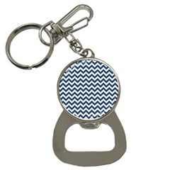 Navy Blue & White Zigzag Pattern Bottle Opener Key Chain by Zandiepants