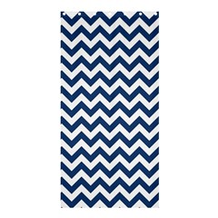 Navy Blue & White Zigzag Pattern Shower Curtain 36  X 72  (stall) by Zandiepants