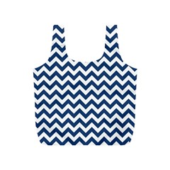 Navy Blue & White Zigzag Pattern Full Print Recycle Bag (s) by Zandiepants